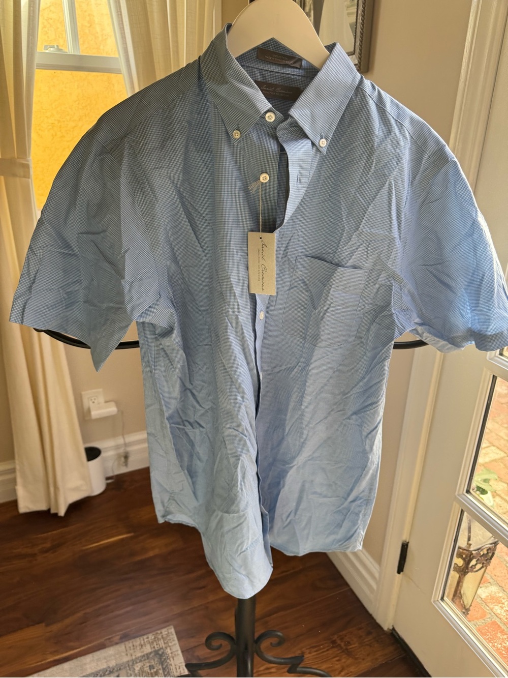 Daniel Cremieaux Men Classic Light Blue Short-Sleeve Button-Down Shirt medium